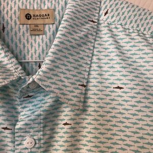 NEW Haggar XXL Shark Print Button Down